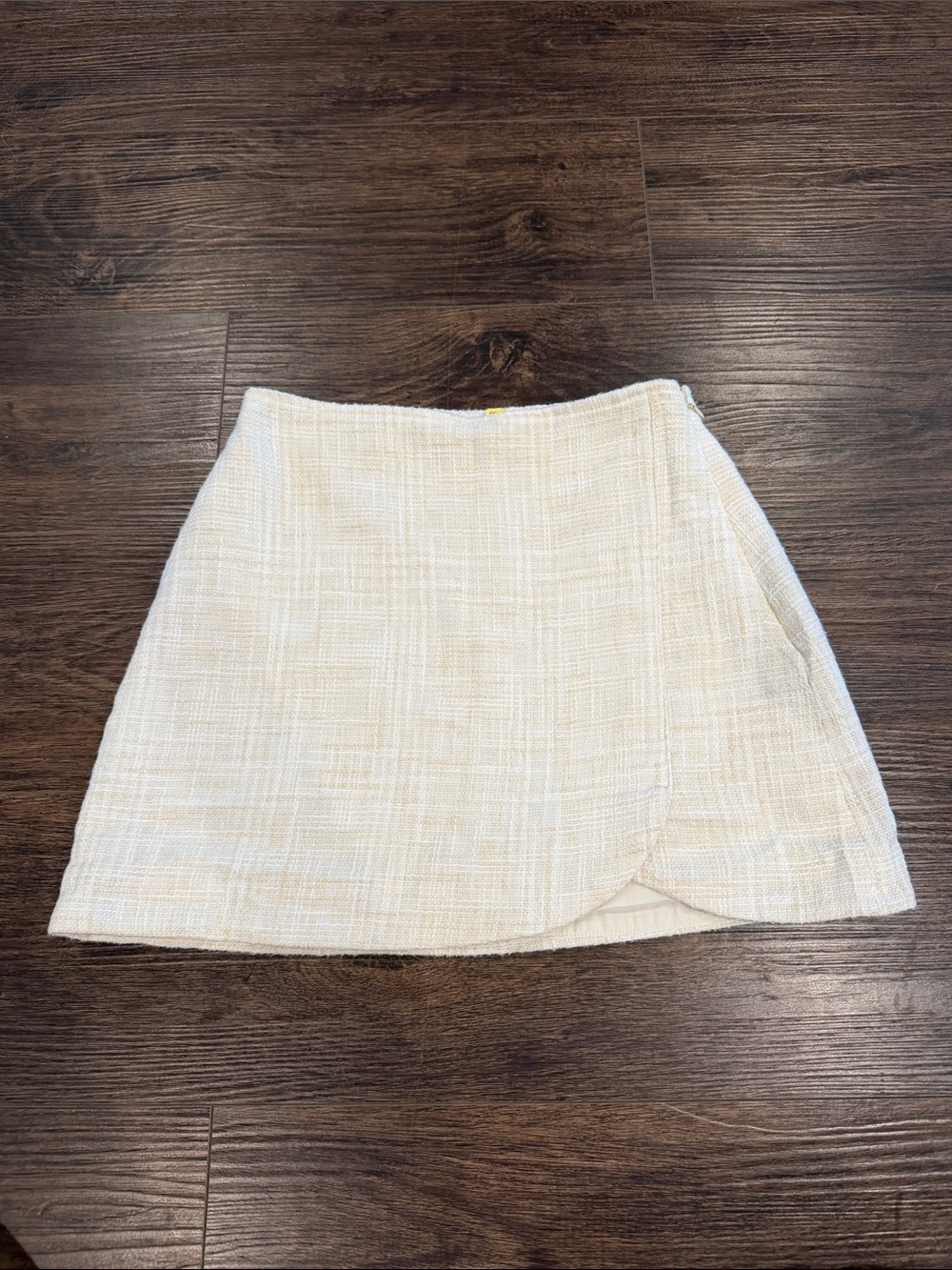Abercrombie & Fitch Cream Tweed Wrap-Front Mini Skirt